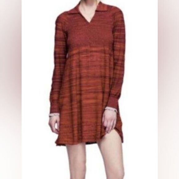 Free People Rain Or Shine Dress Collared Knit Sweater Dress Long Sleeves size S - Picture 1 of 8